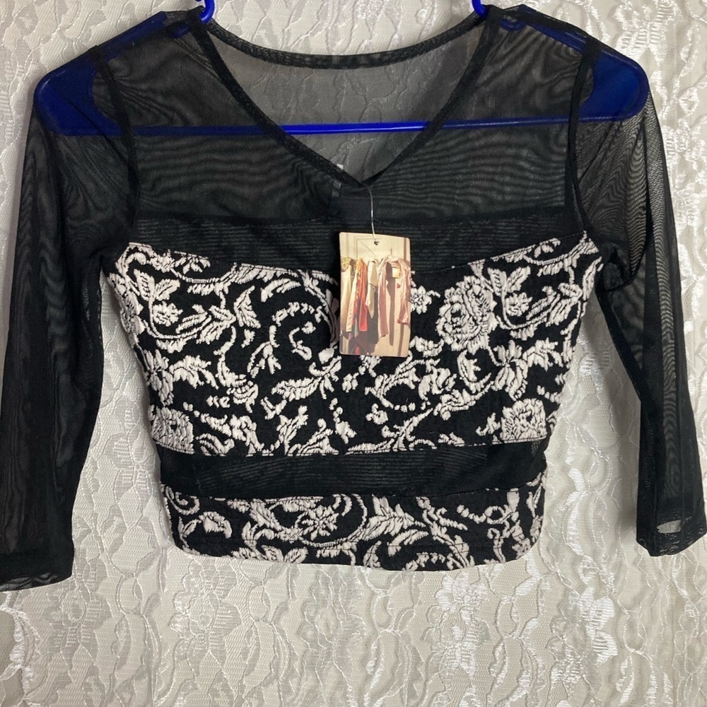 Sparkle and Fade Urban Outfitters Mesh Grunge Crop Top - Picture 5 of 5